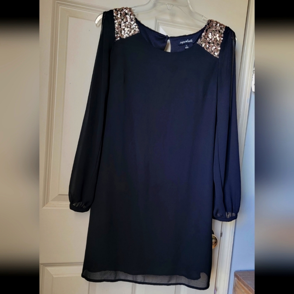 Elegant Black Dress with Sequin Accents